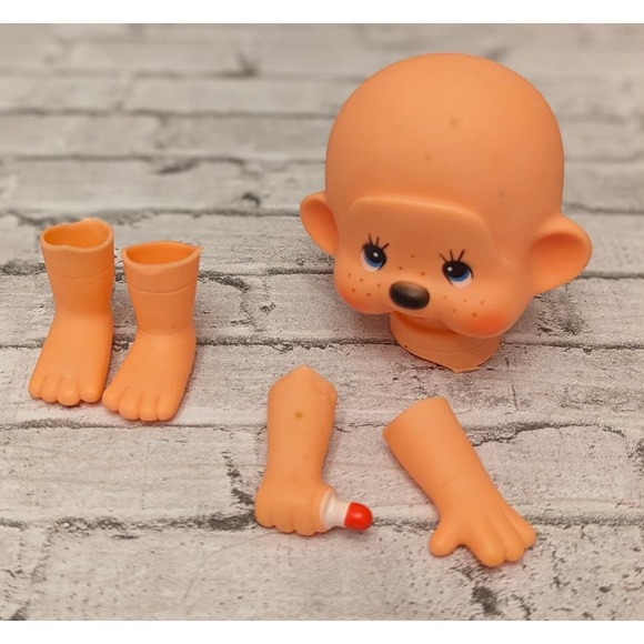 Vtg Monkey Doll Head, Hands, and Feet -Doll Parts - Picture 2 of 7
